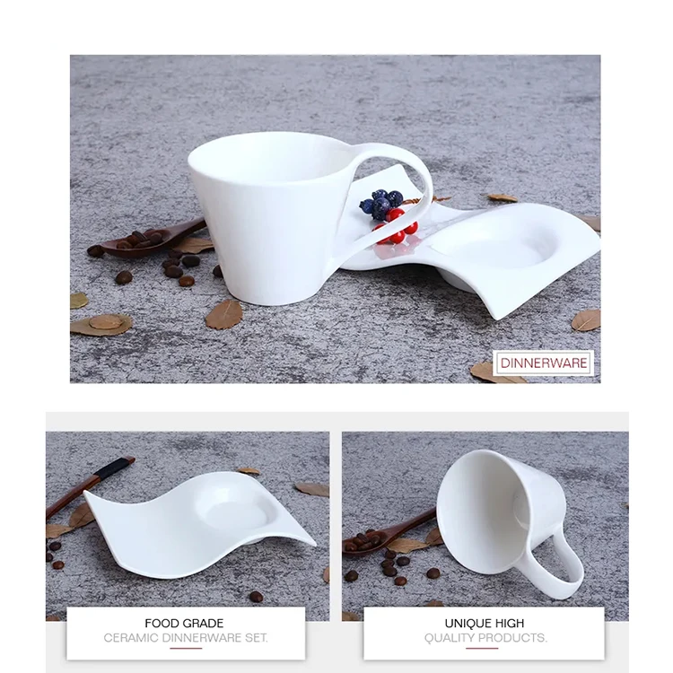 High quality durable custom logo white coffee ceramic tea cup sets with saucer