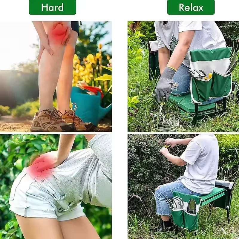 Garden Kneeler Seat Garden Kneeling Pad Storage Bag Bearing Foldable Garden Kneeler Bench Seat
