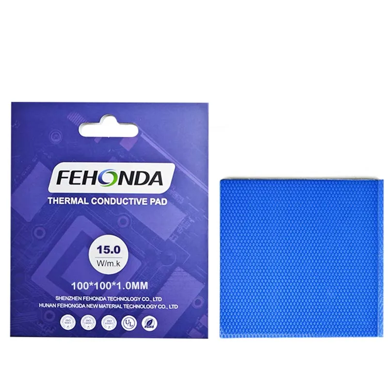 Flexible Fehonda Thermal Silicone Pad Heat Dissipation 12.8W & 15W 100x100mm 85x45mm 0.75mm 2.25mm Thickness Fehonda Termal pad