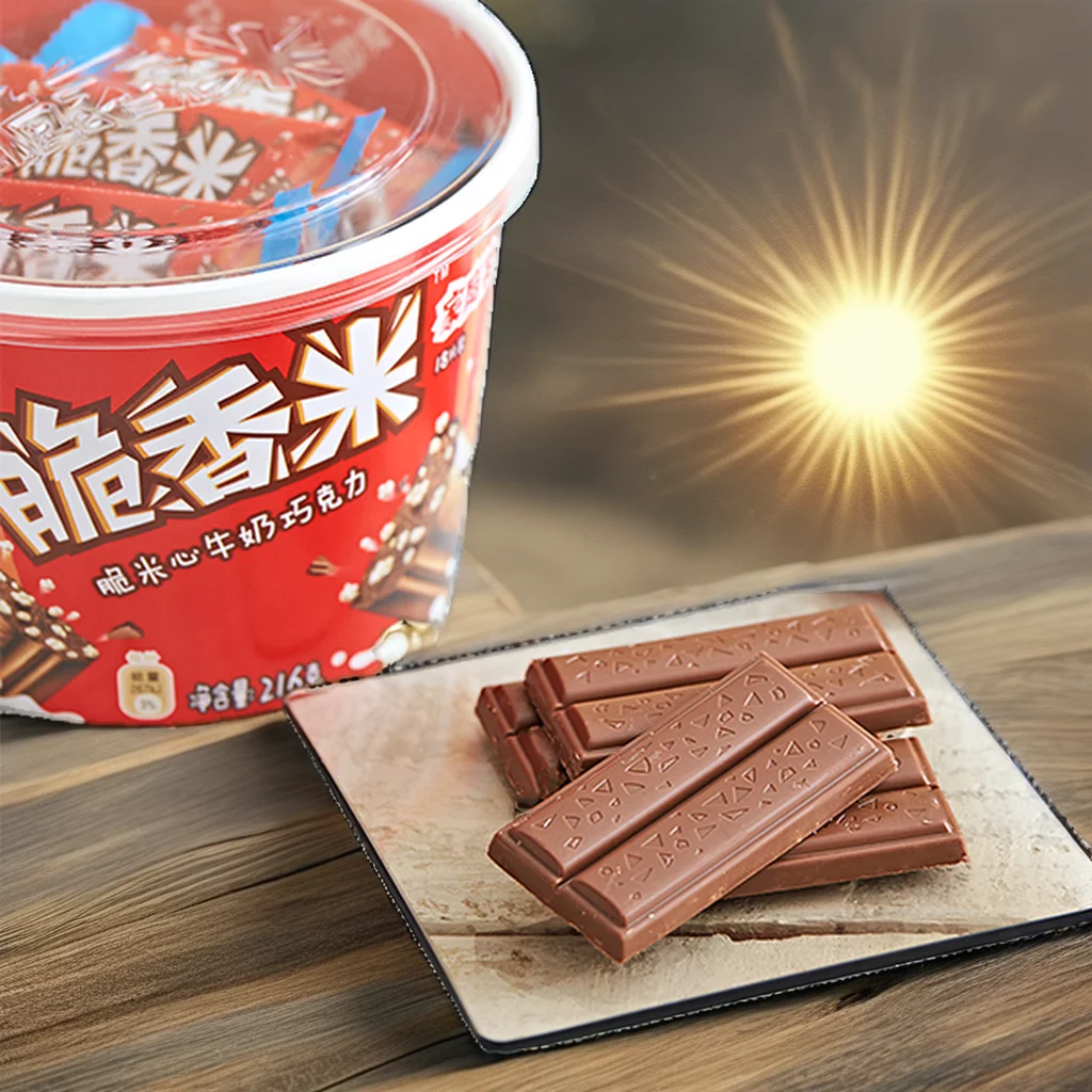 High Quality Exotic Chocolate Crispy Rice 216g Individual Packaging Solid Milk Chocolate with Biscuit Jam Candy-Bar Pattern