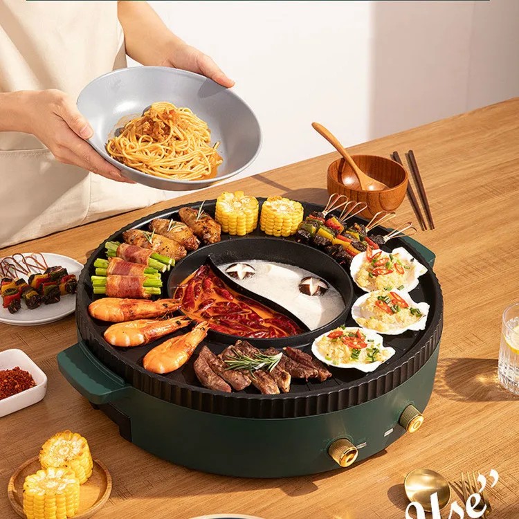 Многофункциональная бытовая электрическая жаропрочная посуда shabu-shabu для приготовления пищи жарки и