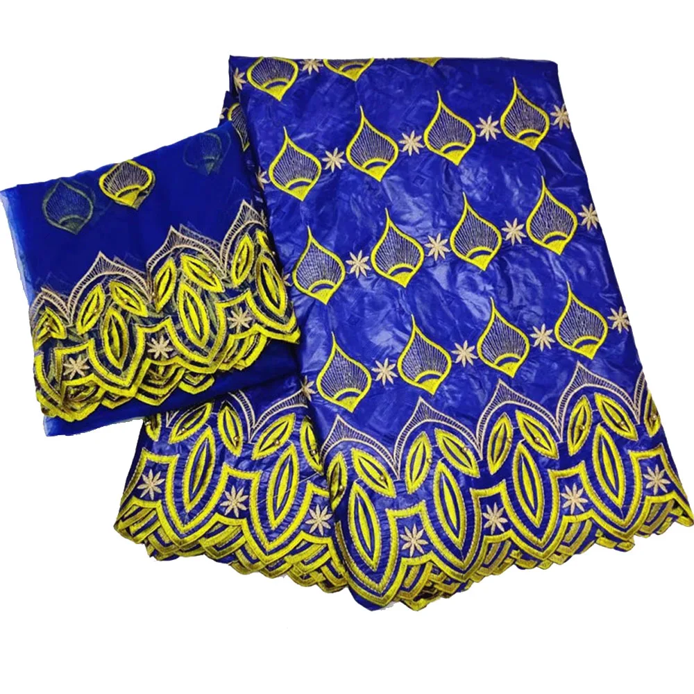 Beautifical royal blue women dress embroidery bazin fabric african clothing styles ML6B109