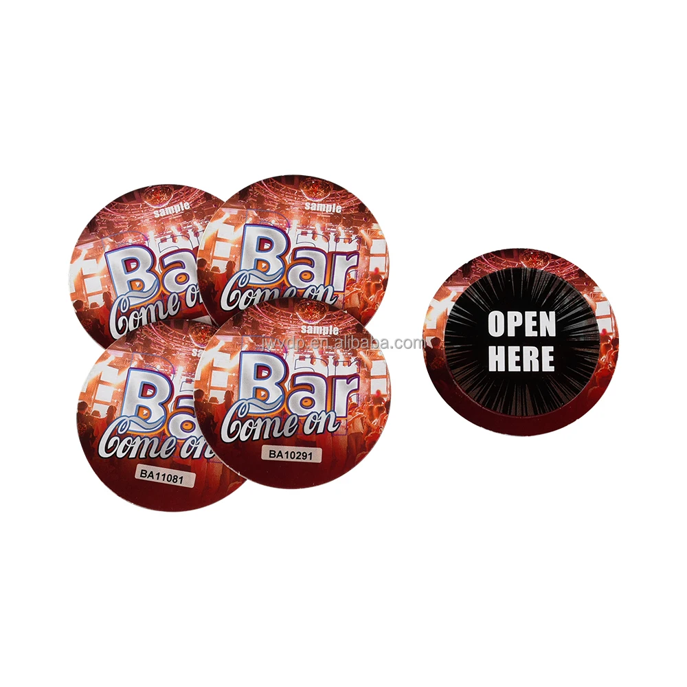 Manufacture Customized Circle Pull Tab Tickets Printing One Window Peel Off pull tab Cards