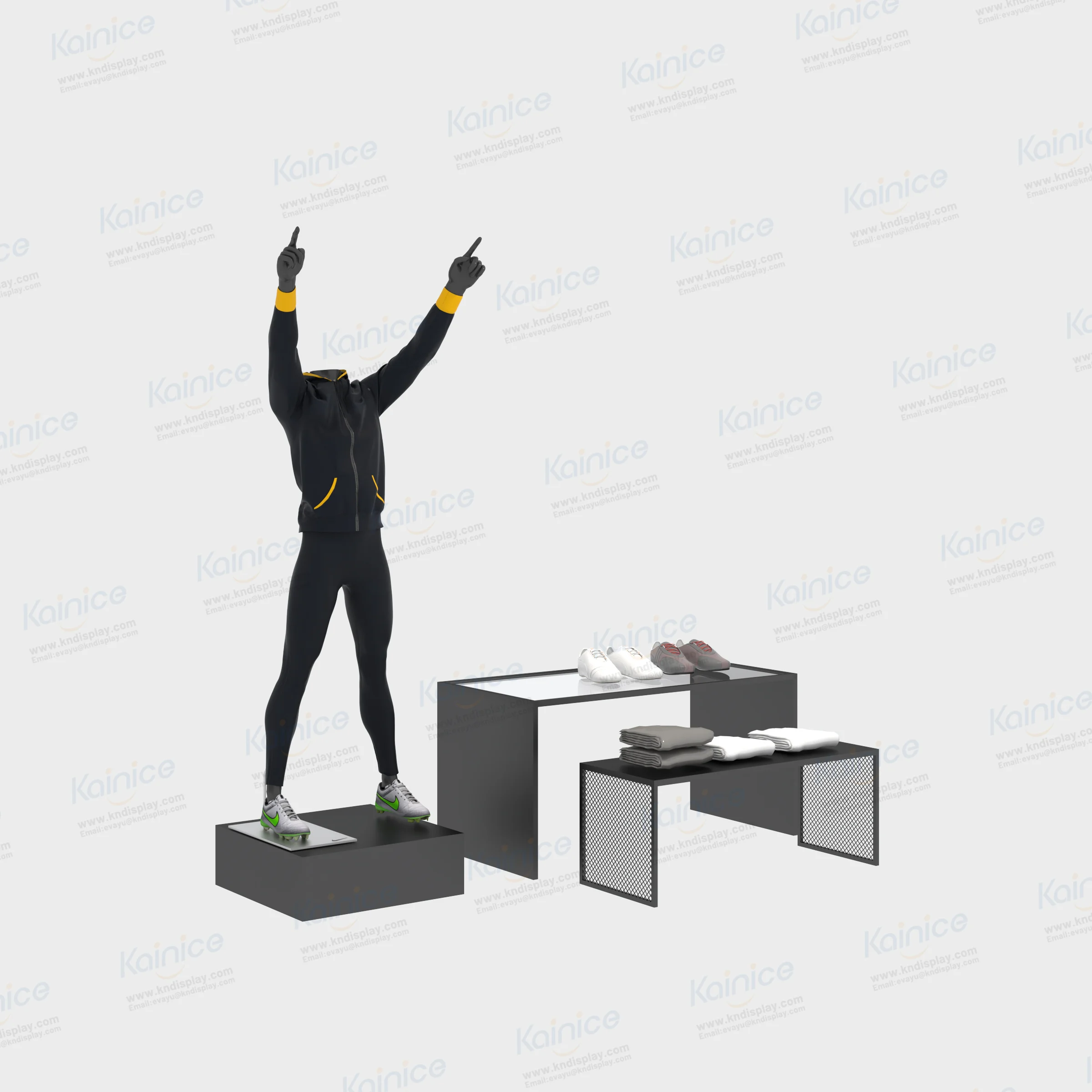 Kainice Platform Black White Acrylic Business  Interior Design Figure Cloths Height Table Mannequin Clothes Display Racks