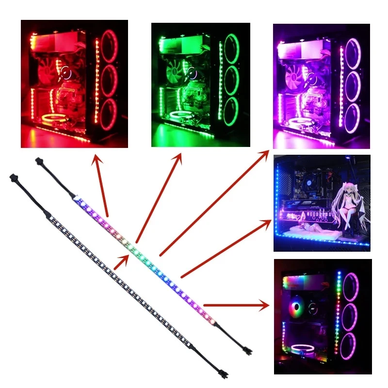 Motherboard Addressable RGB LED Strip PC 5V WS2812B Rainbow Digital ASUS AURA,MSI MYSTIC SYNC,ASRock POLYCHROME ADD Header Light