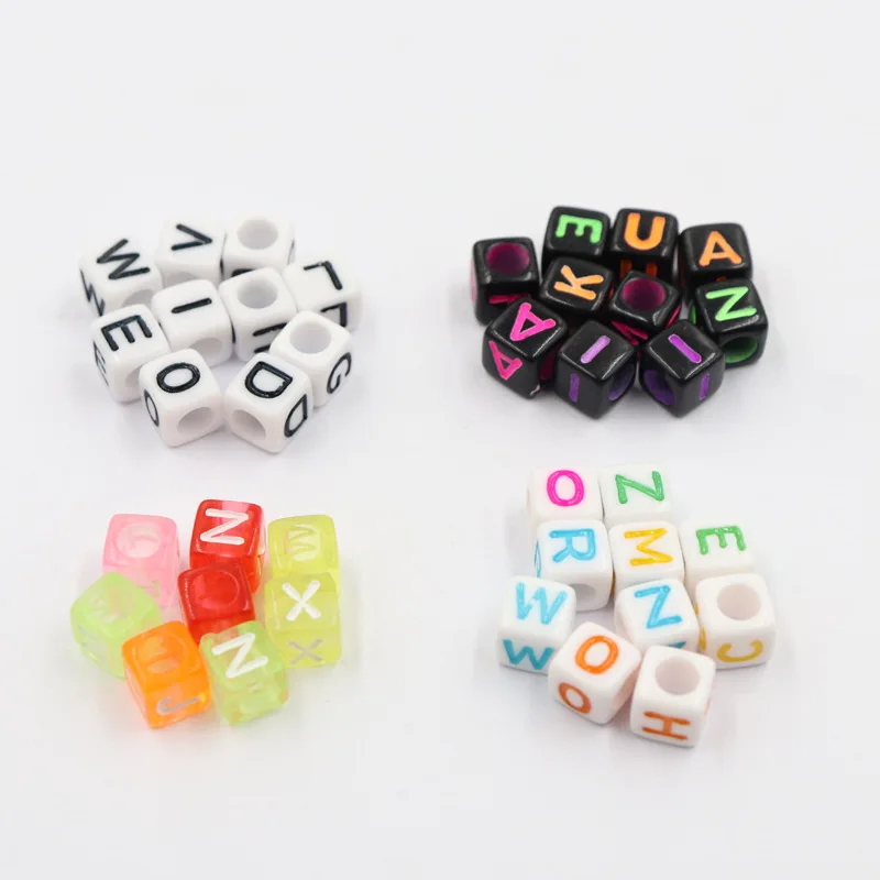 Wholesale Quality 4mm*7mm Vintage Golden Jewelry Colorful Letter Plastic Alphabet Beads