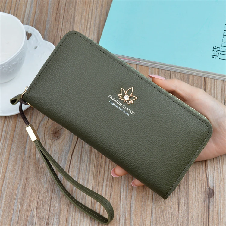online shopping korean style new leather long flat fancy girl clutch wallet brands