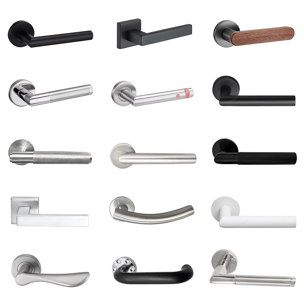 Factory Supply Durable Stainless Steel Black Square Lever Type Handle Door Handles With Lock Interior Doors