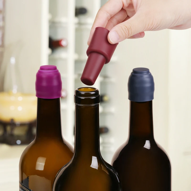 No Spill Reusable Silicone Wine Bottle Screw Cap Seals Bottle Wine Stopper For Wine Bottle