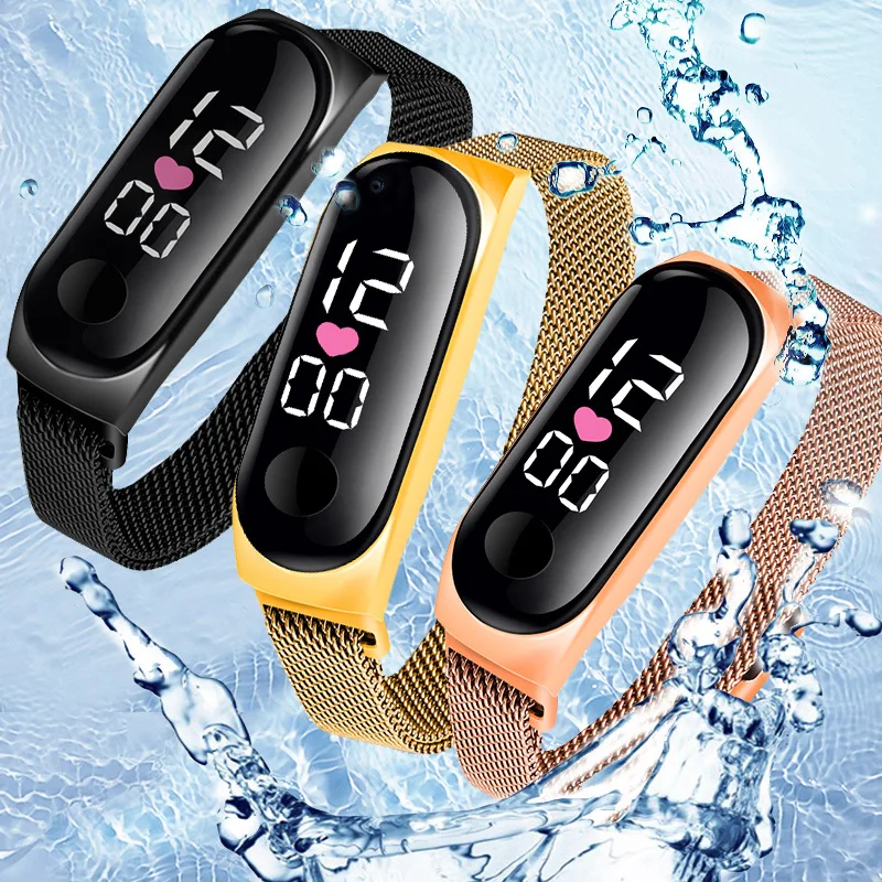 LED Kids Electronic Watch Women Factory Cheap price Students Outdoor Sports Waterproof Magnet Electronic Watch Men