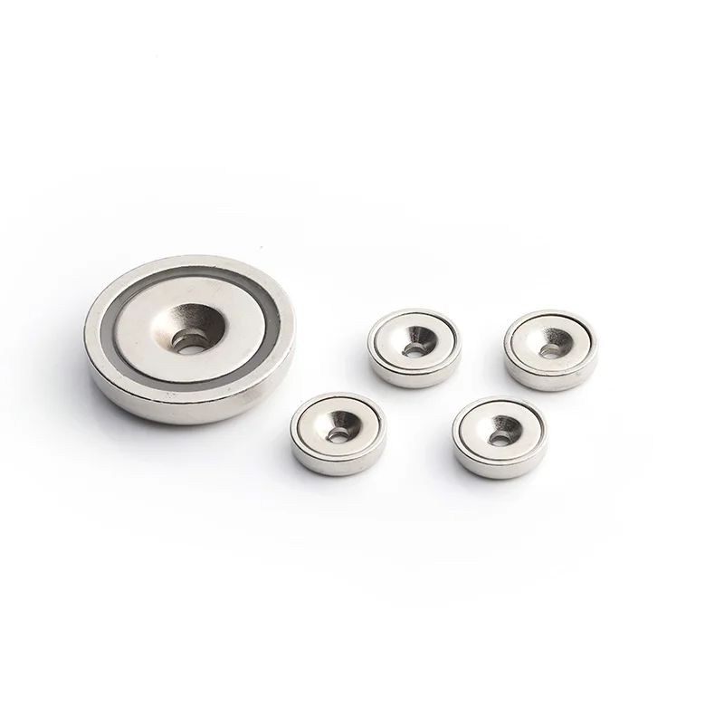 Strong Pull Force Cheap Ndfeb Neodymium Cup Pot Magnet With Countersunk Holes Screws