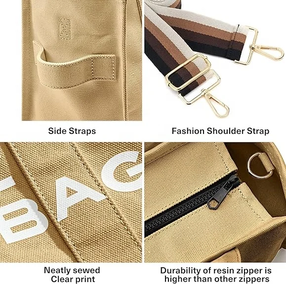 Custom Large Faux Leather Canvas Tote Purse Zipper Tote Shoulder Bag for Women