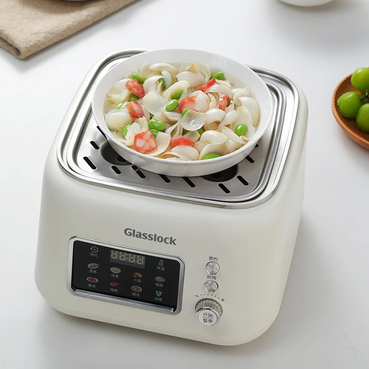 Multi-function Automatic Stainless Steel Electric Food Steamer Knob Control Electric Steaming Pot With Ceramic stew pot