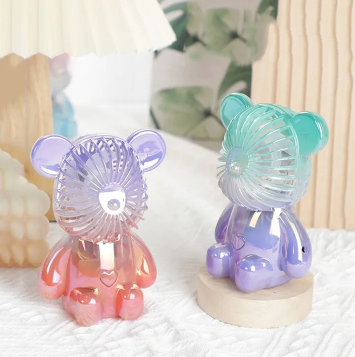 Newest Bear mini fan toy for kids Hand Held USB Rechargeable Portable lash bear pocket fan