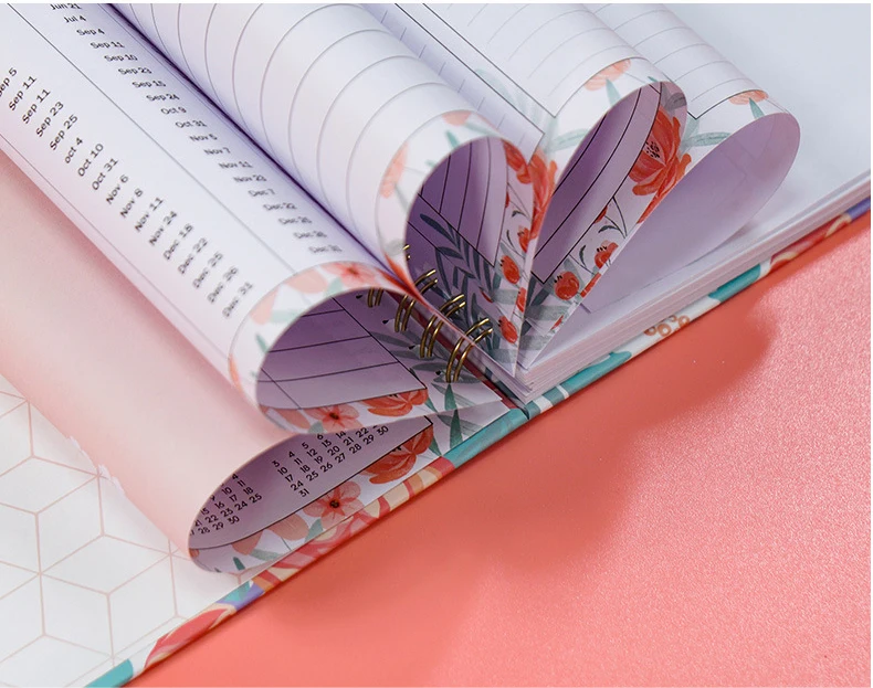 Cartoon Flowers Series color inner core double line volume customizable week planner book