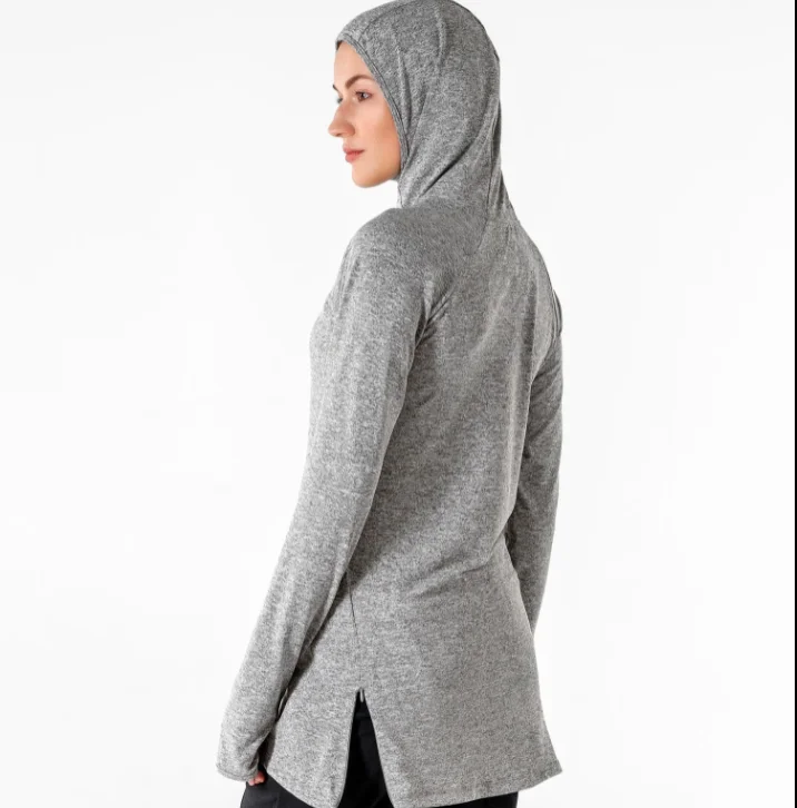 
Running Hoodies Long Sleeve Muslim Sports Wear for Women Hijab Friendly Activewear 