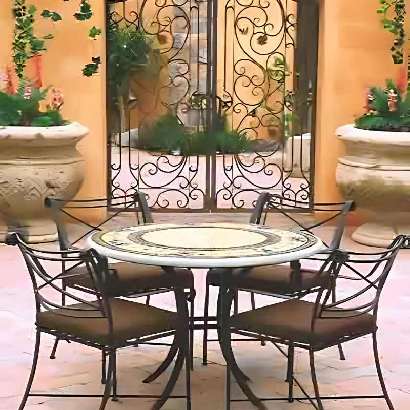Vintage Wrought Iron Table And Chair Set For Home Indoor Outdoor Garden Furniture Set Open Rooftop Hotel And Restaurant