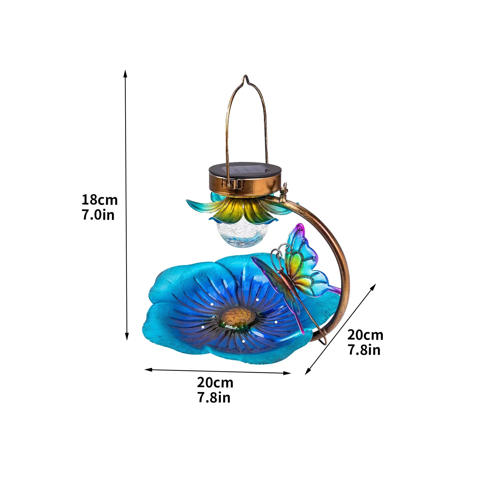 Bird Bath Flower-shaped Outdoor Garden Solar Lamp Hanging Courtyard Bird Feeder Night Lights Bird Feeder Garden Ornament