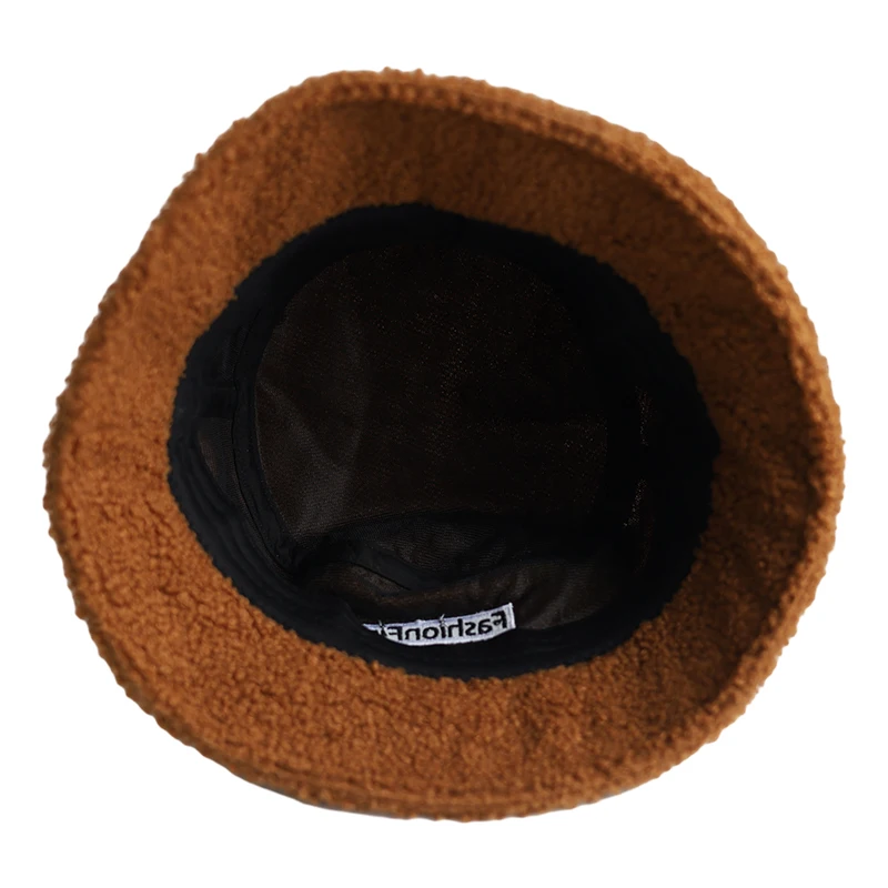 Trendy luxury designer fluffy faux fur warm winter bucket fishing fisherman hat for women bucket cap
