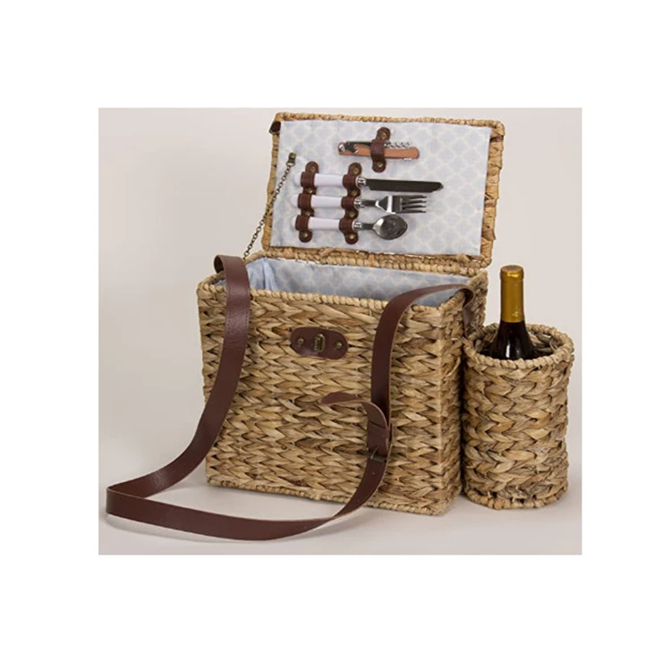 
Household essentials romantic wine caddy natural handmade case container bag wicker picnic basket 