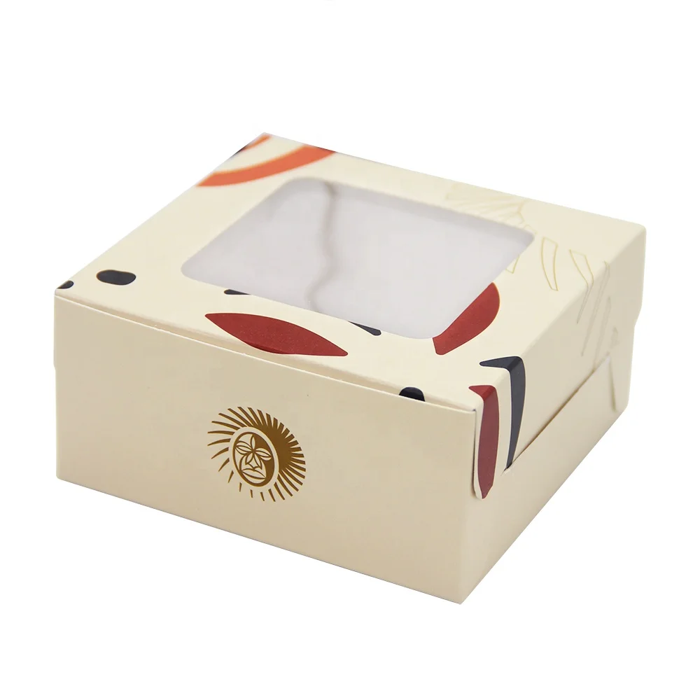 Thick and sturdy kraft paper small giftbox mini dessert cookie chocolates strawberries cake boxes with window