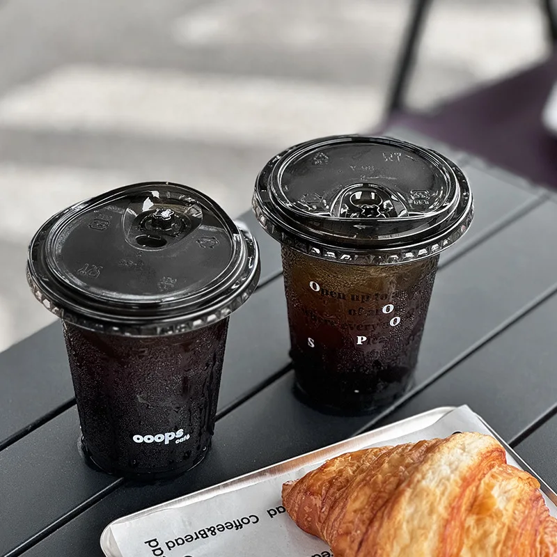Custom Black Plastic Boba Cups Single Wall Style Reusable Disposable Options for Coffee Food Beer Juice Personalized Logo