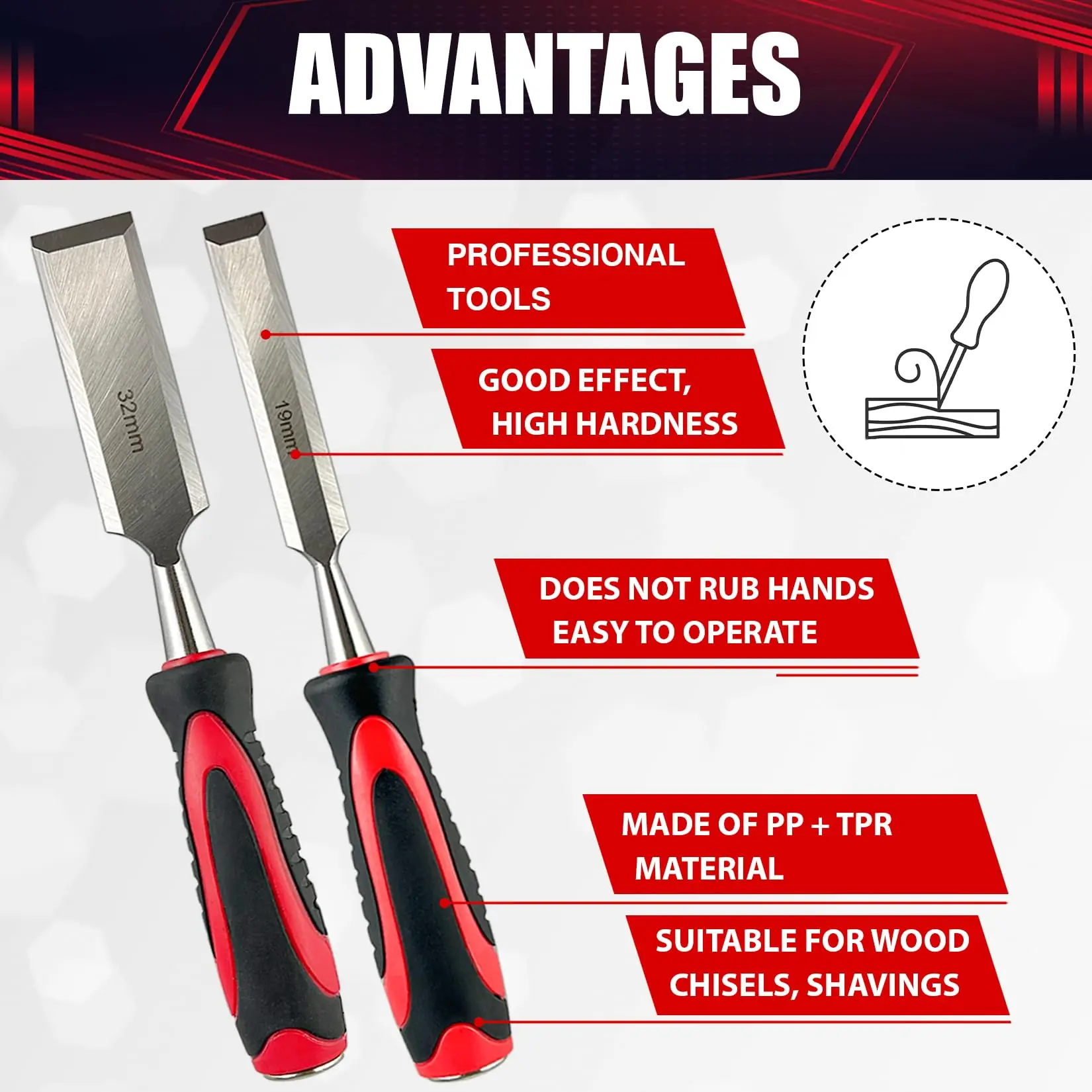 10-Piece Wood Chisel Set Wood Carving Chisels with Honing Guide Carpenter Pencils and Sharpening Stone CR-V Steel