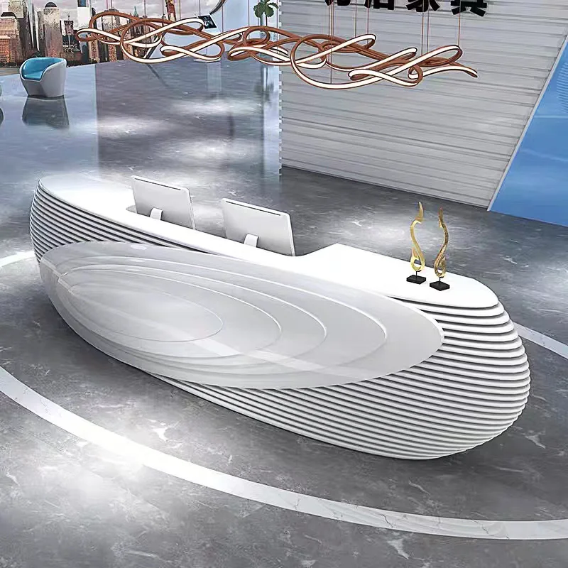 Office Furniture Arc Shape Counter Front Desk Beauty Salon Modern White Reception Desks High Quality Modern Front Counter