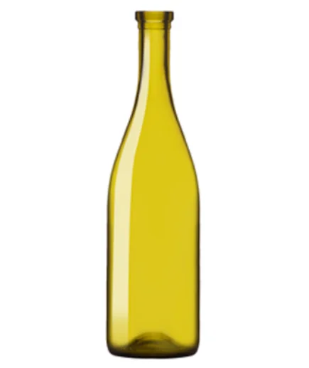 Factory Direct Wholesale 750ml Lead Free Yellow Glass Burgundy Wine Bottle with Cork Finish
