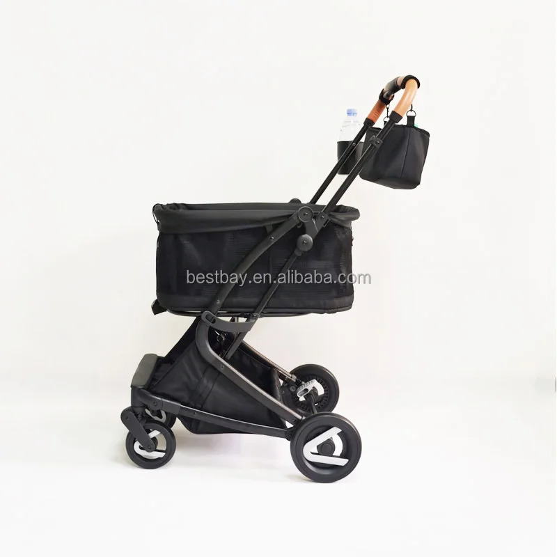 Lightweight Mesh Shopping cart with detachable bag  Easy folding four EVA wheels with rear brake device shopping trolley