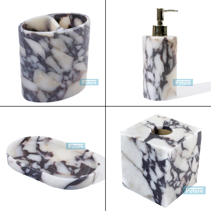 Future Stone manufacturer personalized wholesale custom purple calacatta viola round natural marble jars with lids