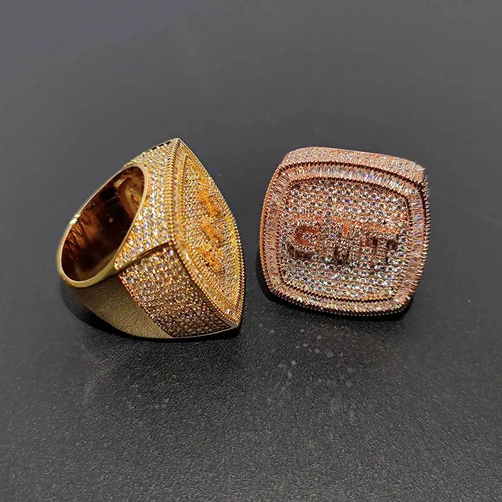 Wholesale Customized Letter A-Z Zircon Rings for Men Hip Hop Rings Men