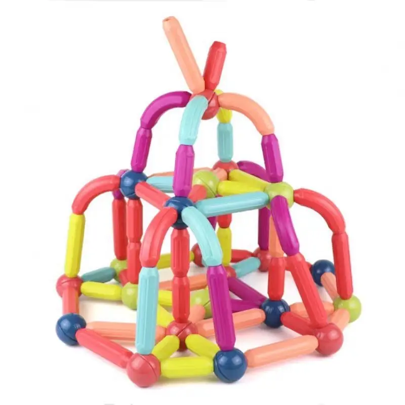 DIY 3D Kids Creative Educational Toy Assembly Building Game Magnet Stick Toys Magnet Rods Magnetic Building Blocks