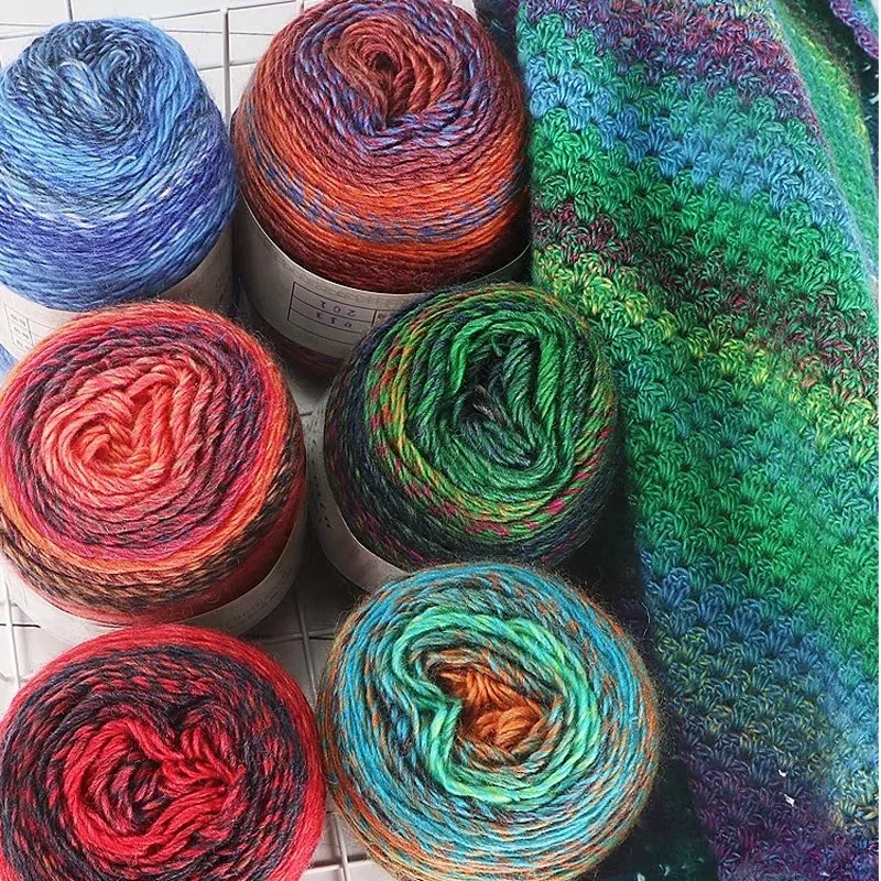 Wholesale Craft Fashion Hand Crochet Cake Yarn 60% Cotton 40% Acrylic Polychromatic Wool Blended Soft and for Sewing