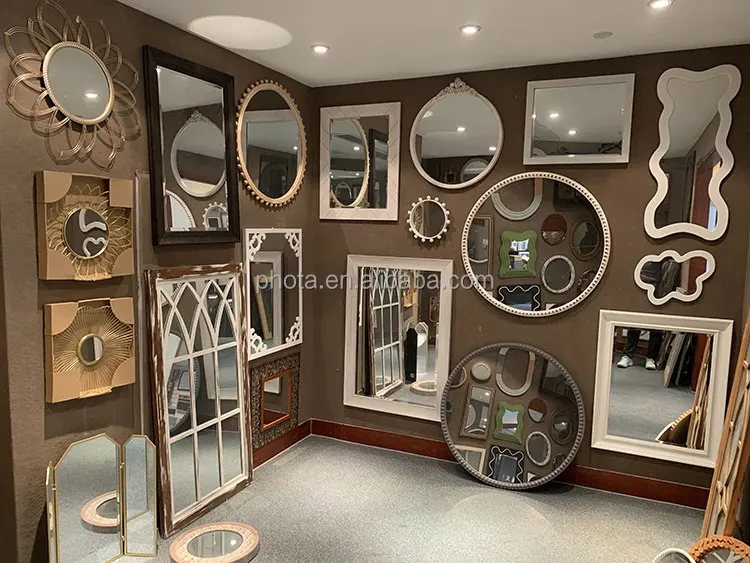 Fashion Simple Retro Round Bathroom Mirror Wall-Mounted with A Bow
