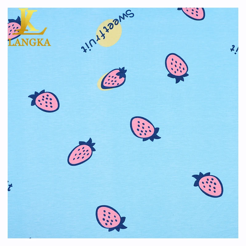 Langka high quality soft 65% cotton 35% poly babies clothes knitted fabric print fabrics