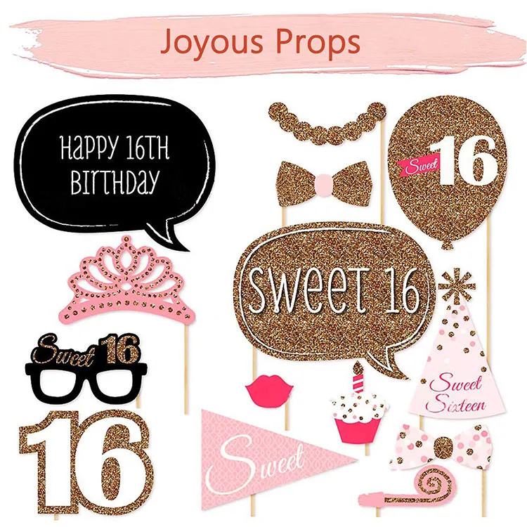 Nicro розовое золото, сладкий 16-й день рождения, настенный баннер, товары для украшения вечеринки