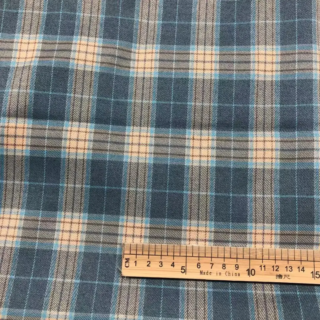All season 2%spandex  98%polyester  plaid  lightweight blue check spandex suit fabric