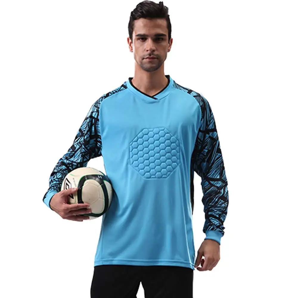 Professional China Sportswear Jersey Soccer Shirt with Sponge Chest Protector For Football Soccer Goalkeeper shirts Jerseys