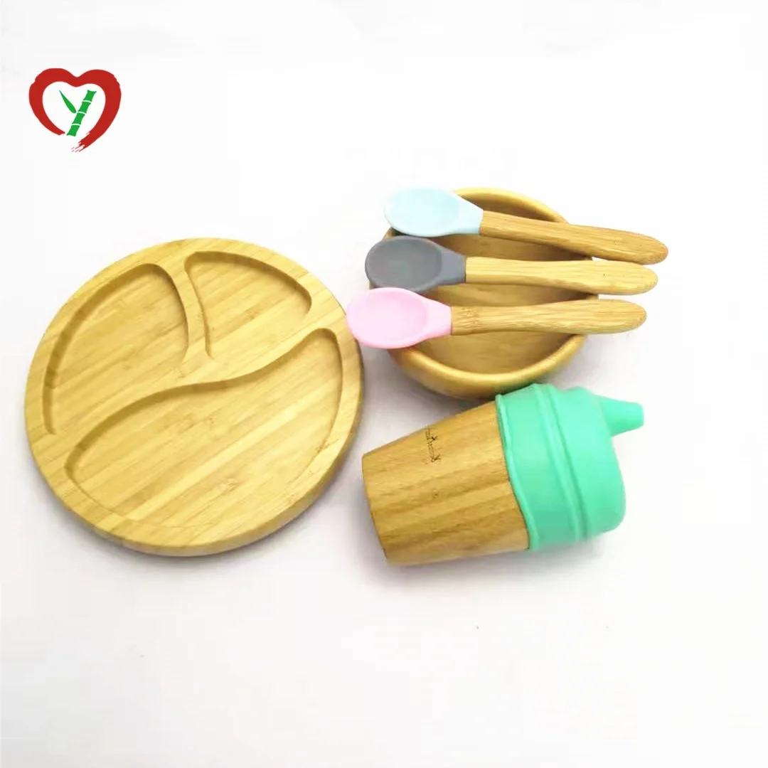 Cheap Plates With Dividers For Toddlers Plate/Kids Baby Eco Friendly Bamboo Wooden Dish Bpa Free Bamboo Animal Plate