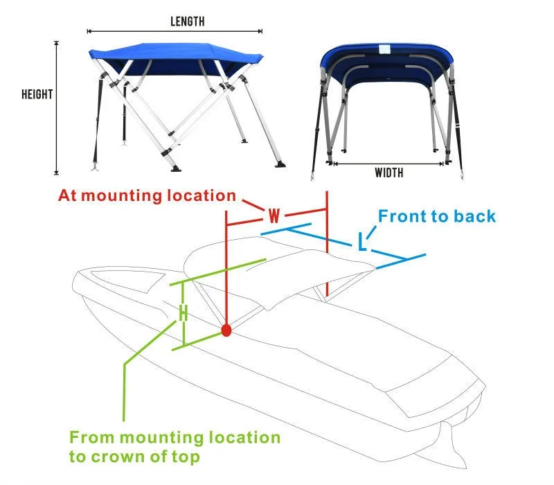NHCX Nylon fittings 4 bow aluminum square tube pontoon boat tent bimini top