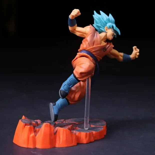 Japanese 14CM Anime Figurine Dragon Blue Hair to Ball Z Heros Super Saiyan Son Goku Model Toy