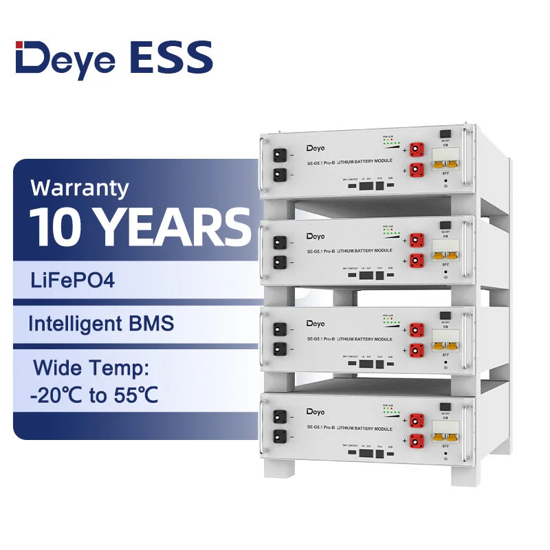 Литиевые батареи Deye Lon Se-g5.1pro-b Lifepo4 Lit Ge-f60-50kw Hybrid M. Rw-m5.3 Kwh (51 2 v 80a 5 32 Kwh)