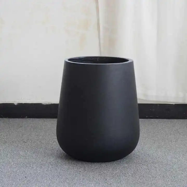Modern black home decor living room large ceramic cement planter indoor concrete flower pot with drainage hole