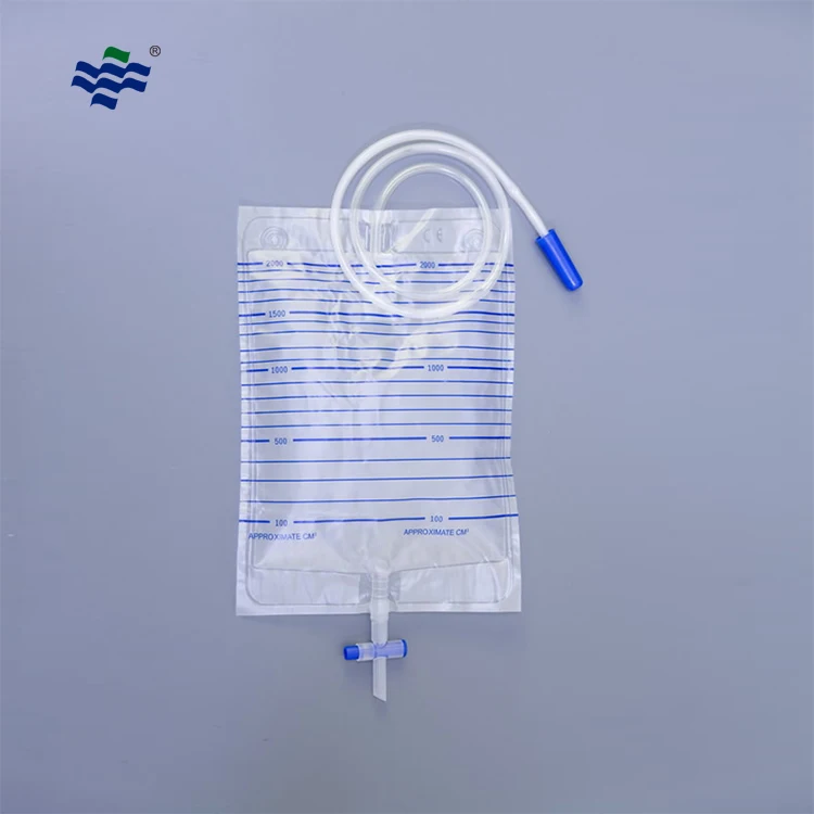 Medical grade pvc hospital level surgical adult eo gas sterile disposable 1500ml 2000ml urine drainage bag with t-tap outlet
