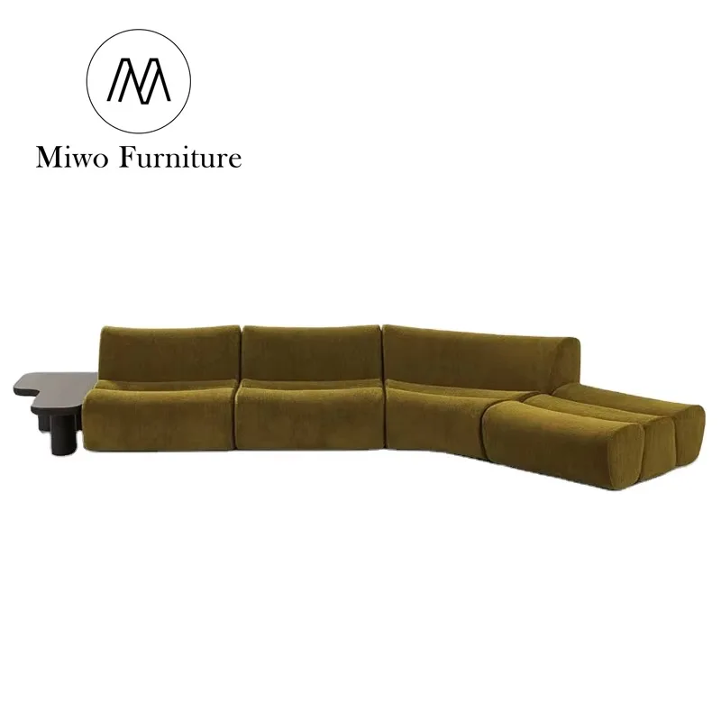 Italian furniture ERNEST bamboo sofa designer module curved sectional sofa hotel club modern Living room center Velvet sofa set