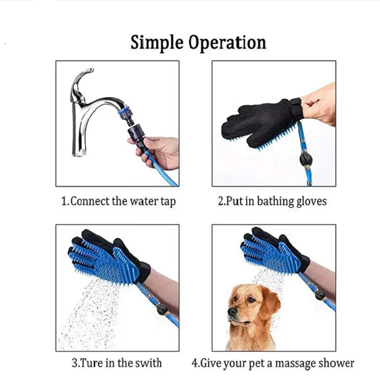 Pet Spa Bathing Clean Gloves Brush Dog Bathing Massaging Glove Pet Shower Sprayer Bathing Glove