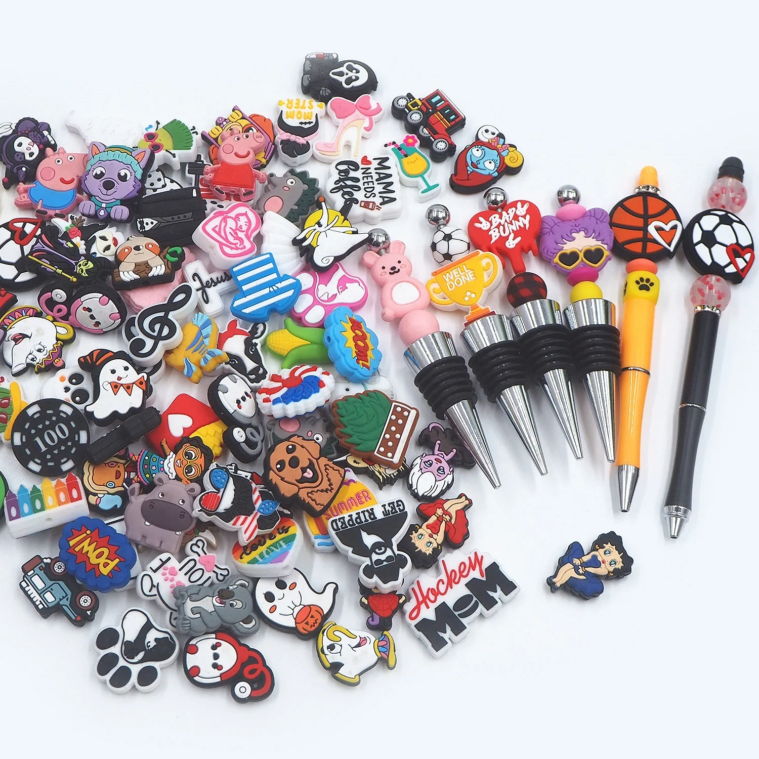 Promotion Food Grade Pattern Rectangle Printing Ball Making Pen Bracelet Silicone Focal Beads