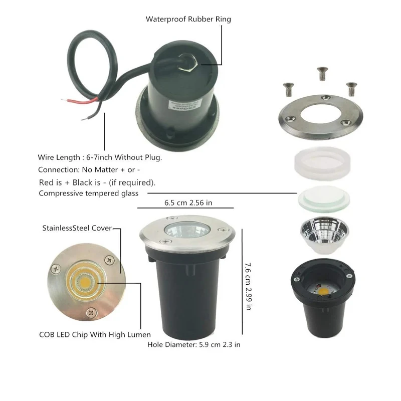 4pcs LED Underground Light 5W COB Floor Lamp Outdoor Ground Spot Landscape Garden Square Path Buried Yard 85-265V DC12V IP66 Ce