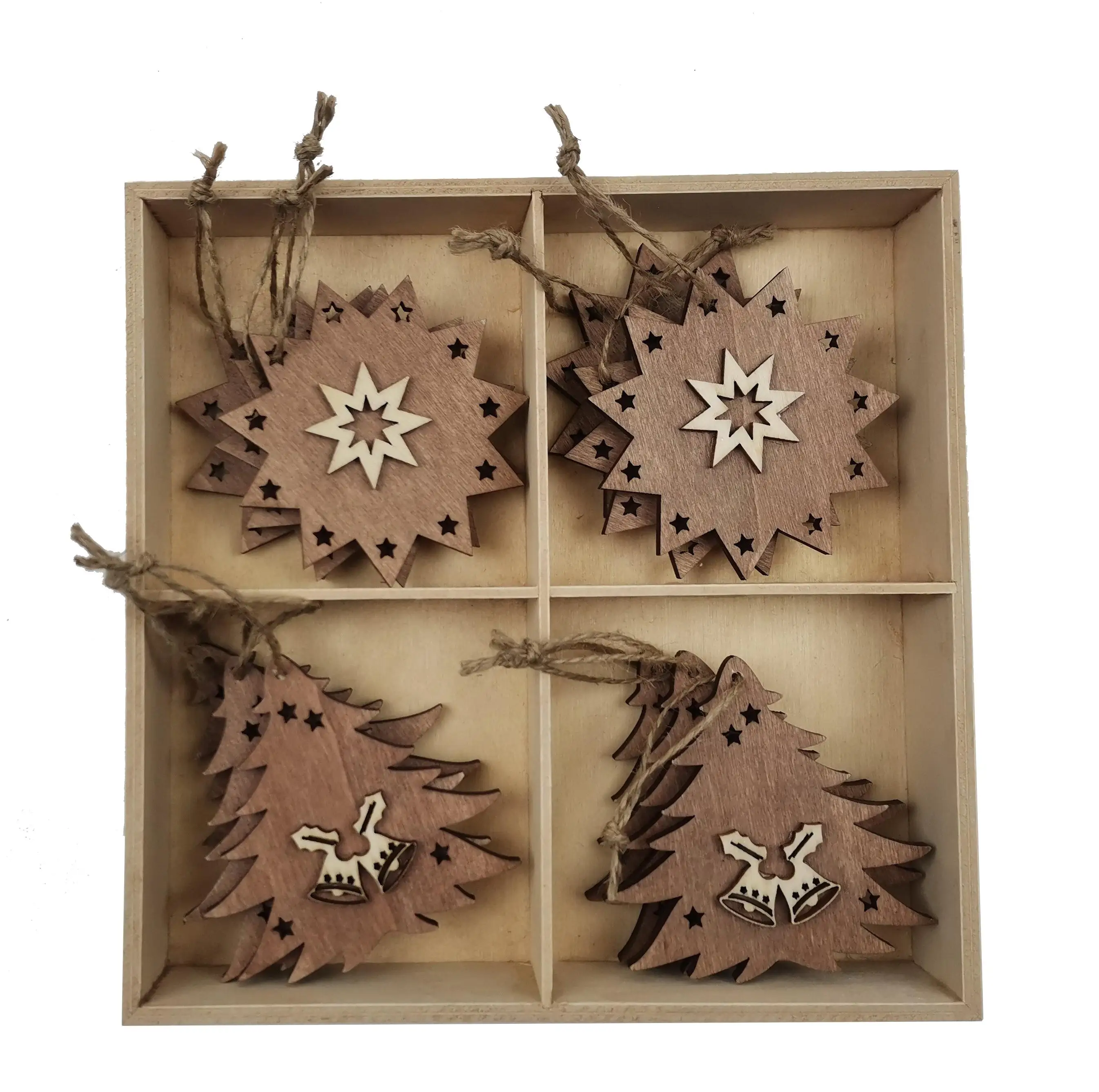 Wood Decorations XMAS decoration wooden pendants of trees with wooden case